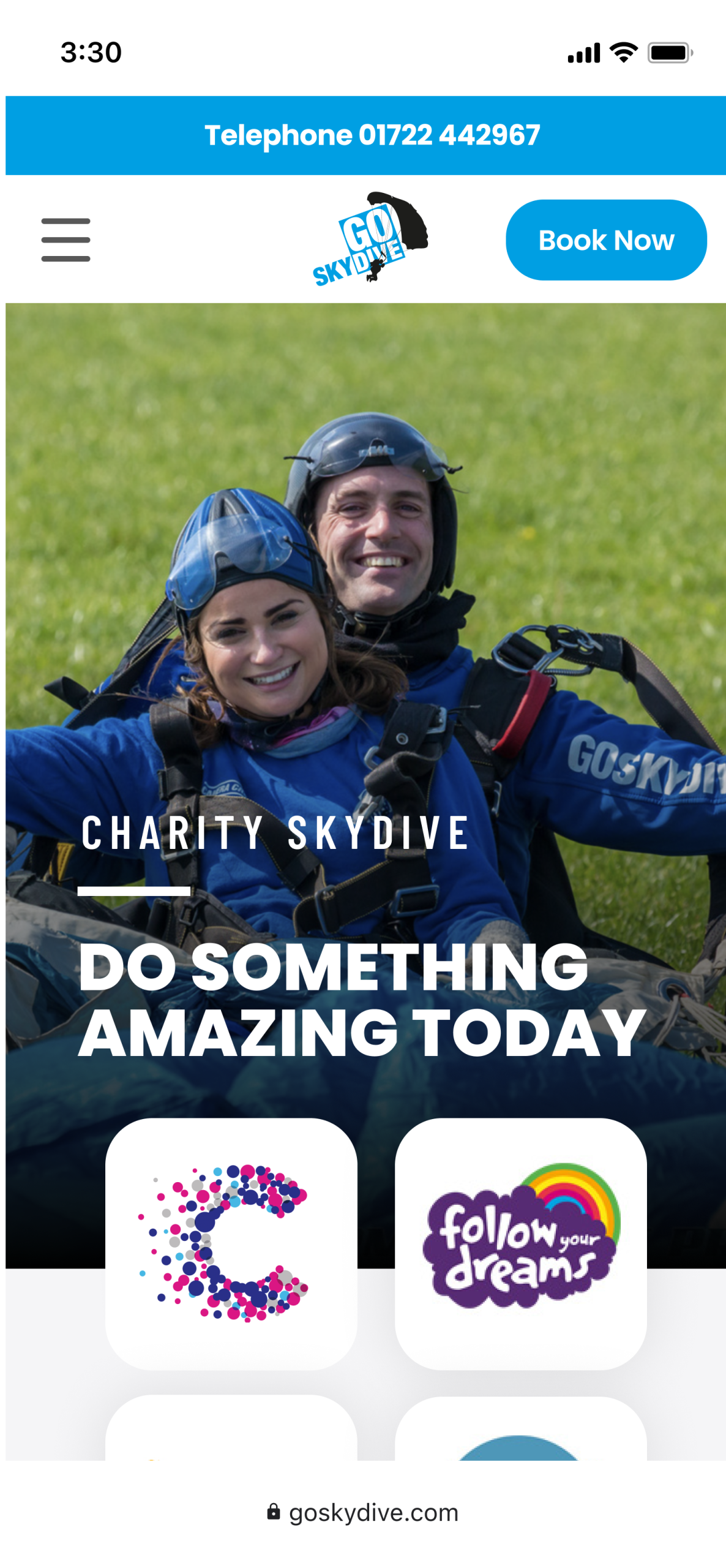 Goskydive mobile view