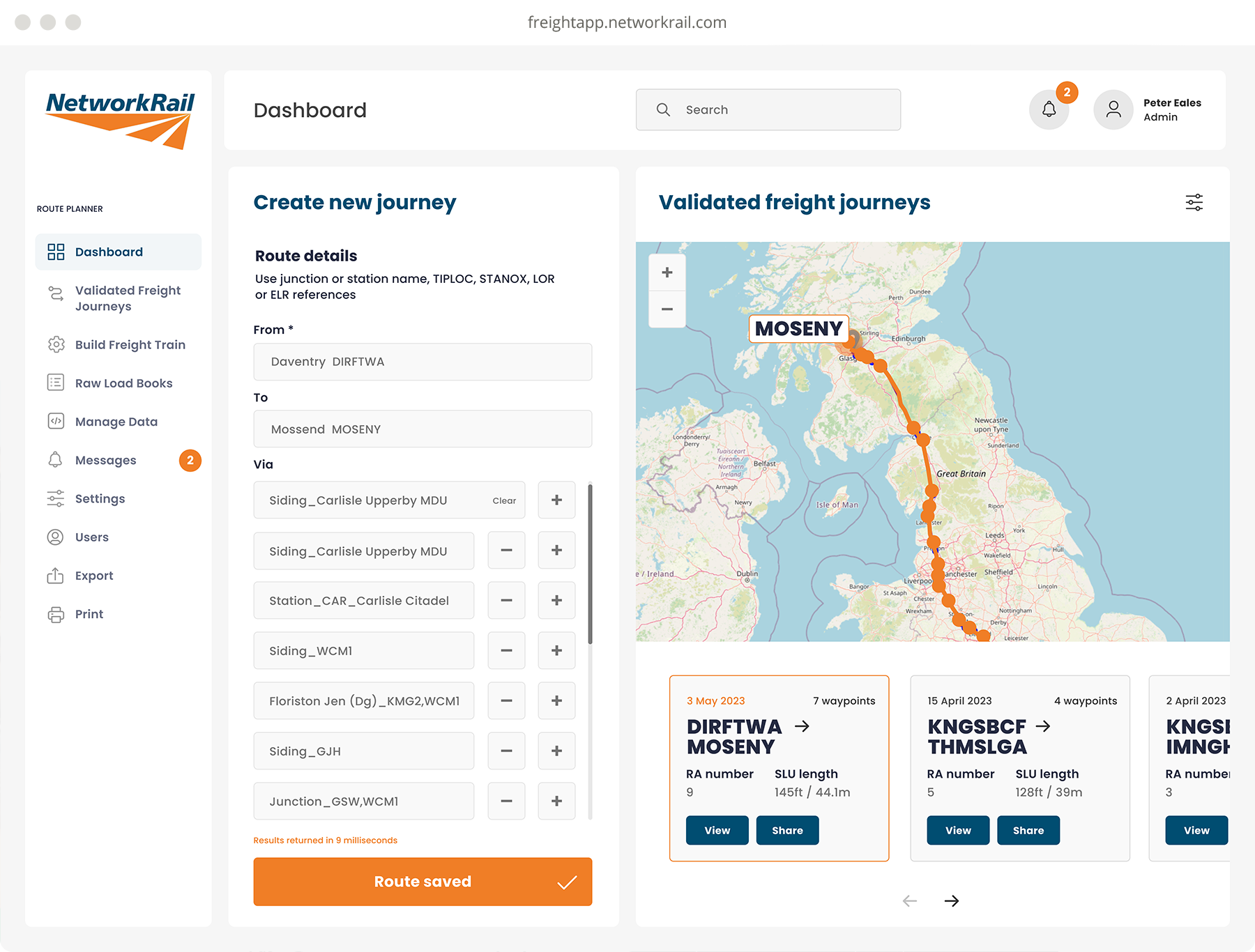 Network Rail Freight App Screen